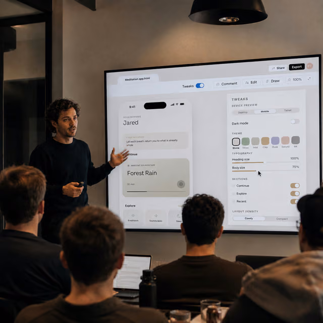 A studio presentation of a digital interface