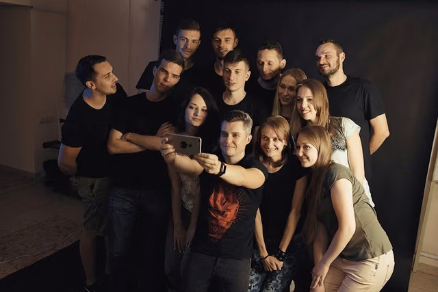 Halo Lab teammates making a group selfie