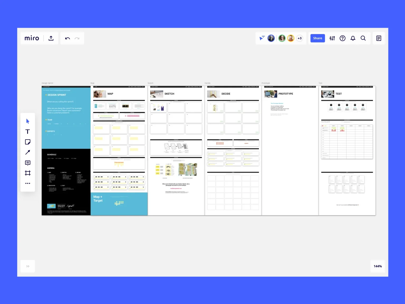 A 5-day design sprint template by Miro