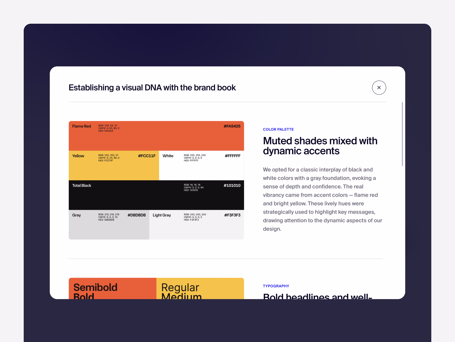 With modals, we provide additional project details