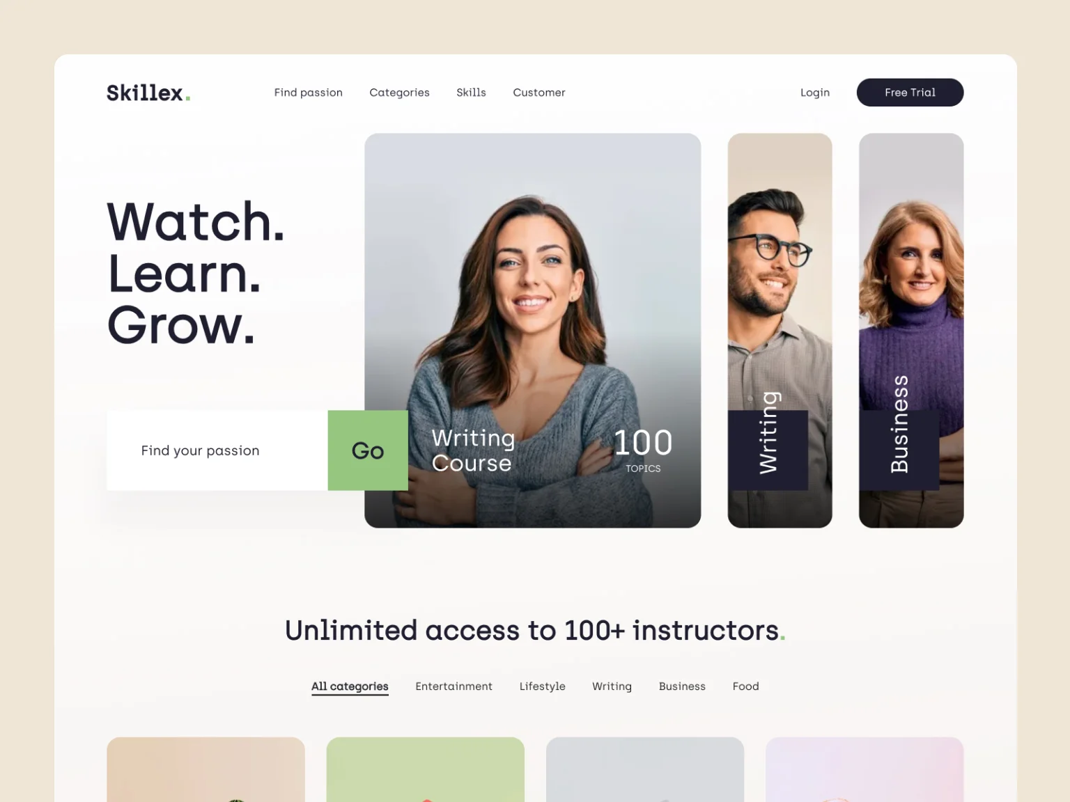 Minimalistic design is a perfect choice for a learning platform