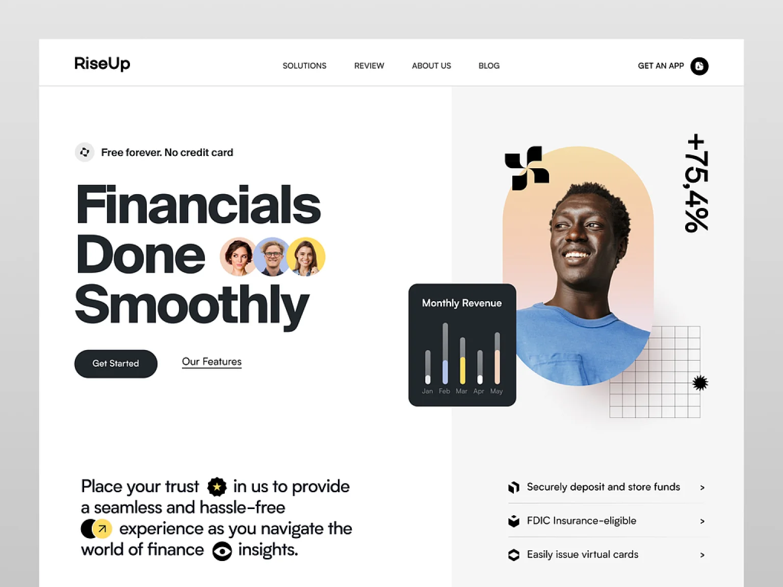 Easy-to-find buttons lead to quick sign-ups
