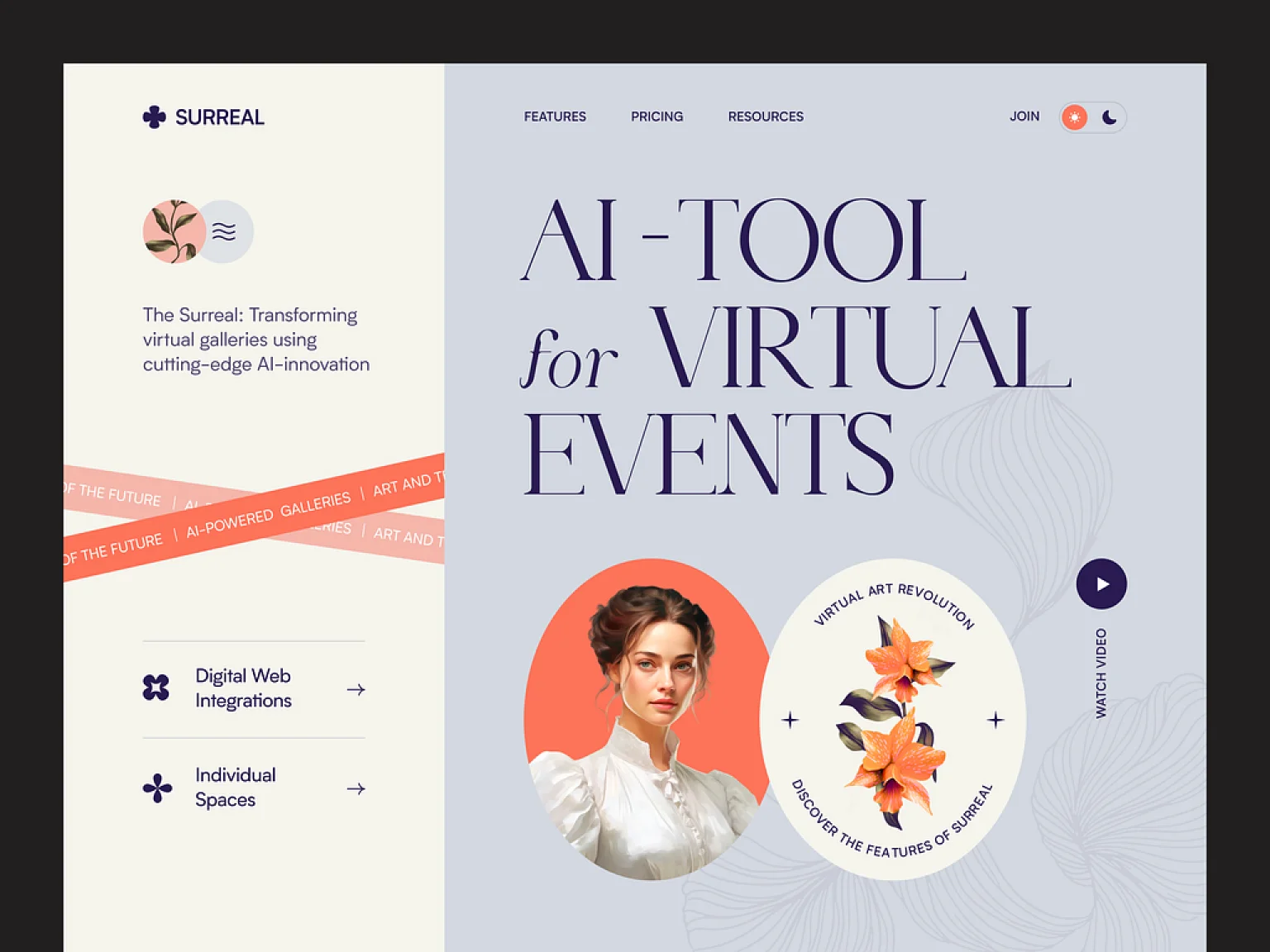 Artistic vibe without loud CTA buttons