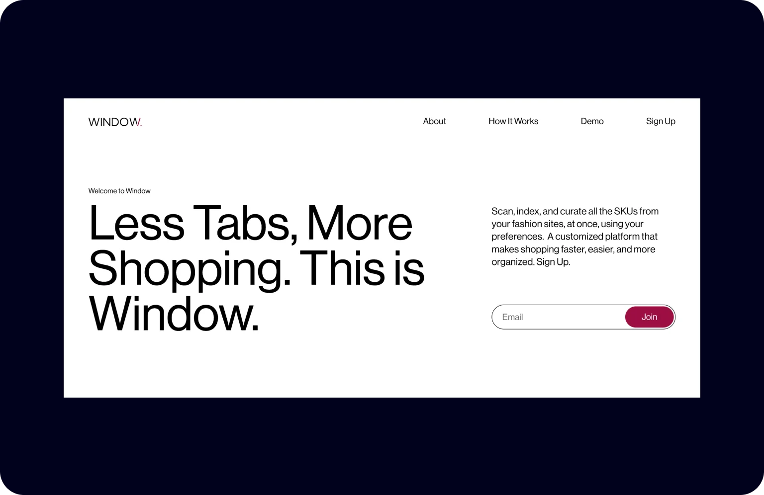 Simple but impactful Window landing page