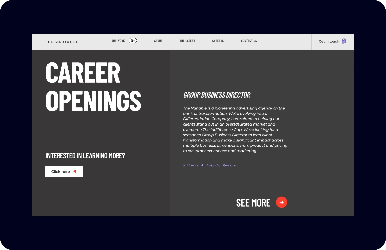 The Variable’s flashy career page