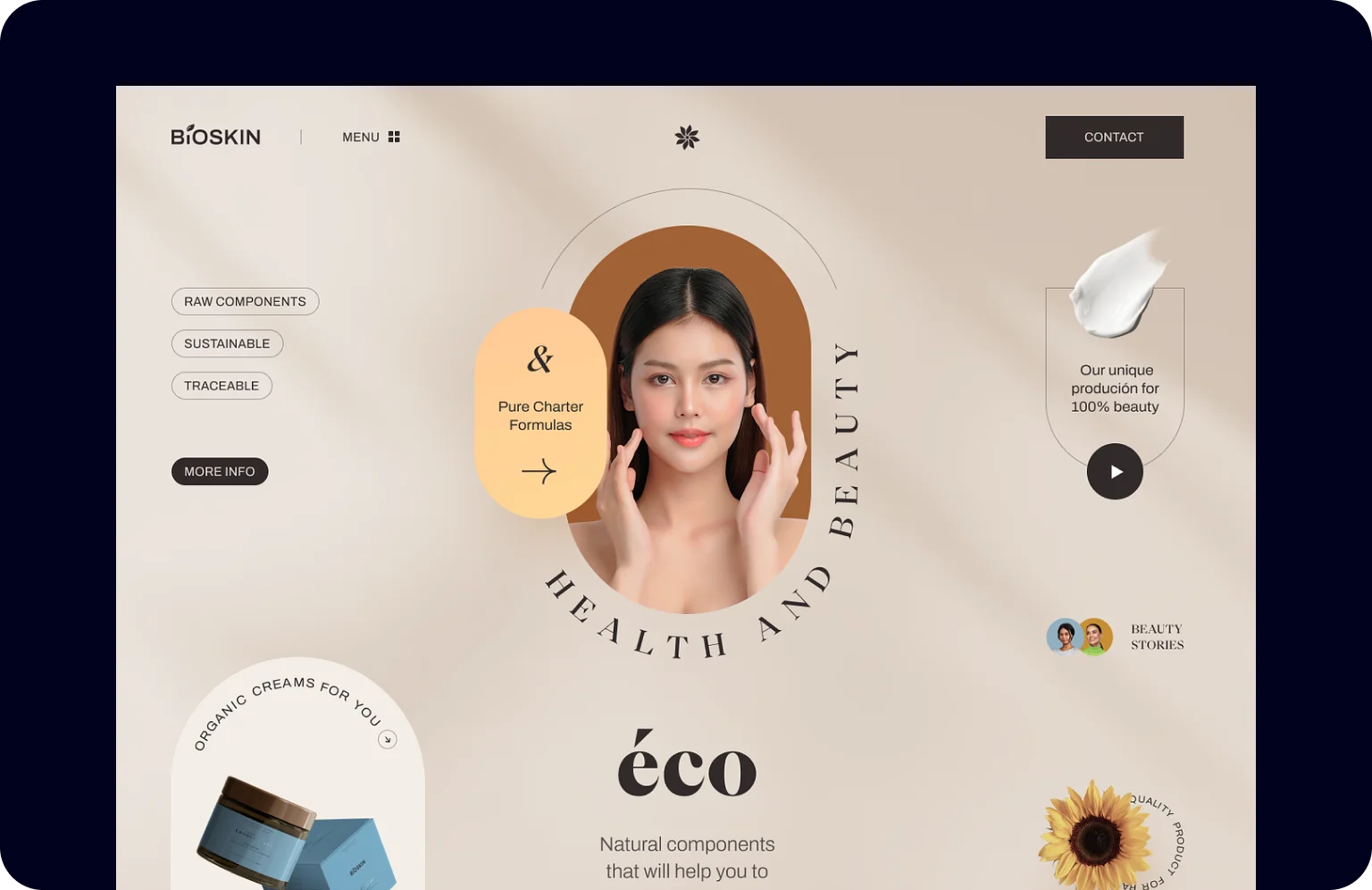 Vertical free space divider in Bioskin design