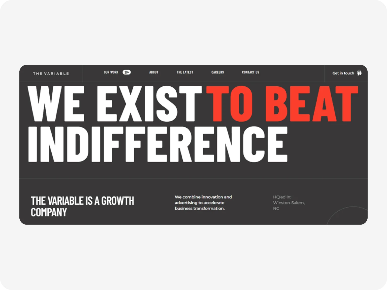 Bold and modern were the central focus of The Variable’s web design