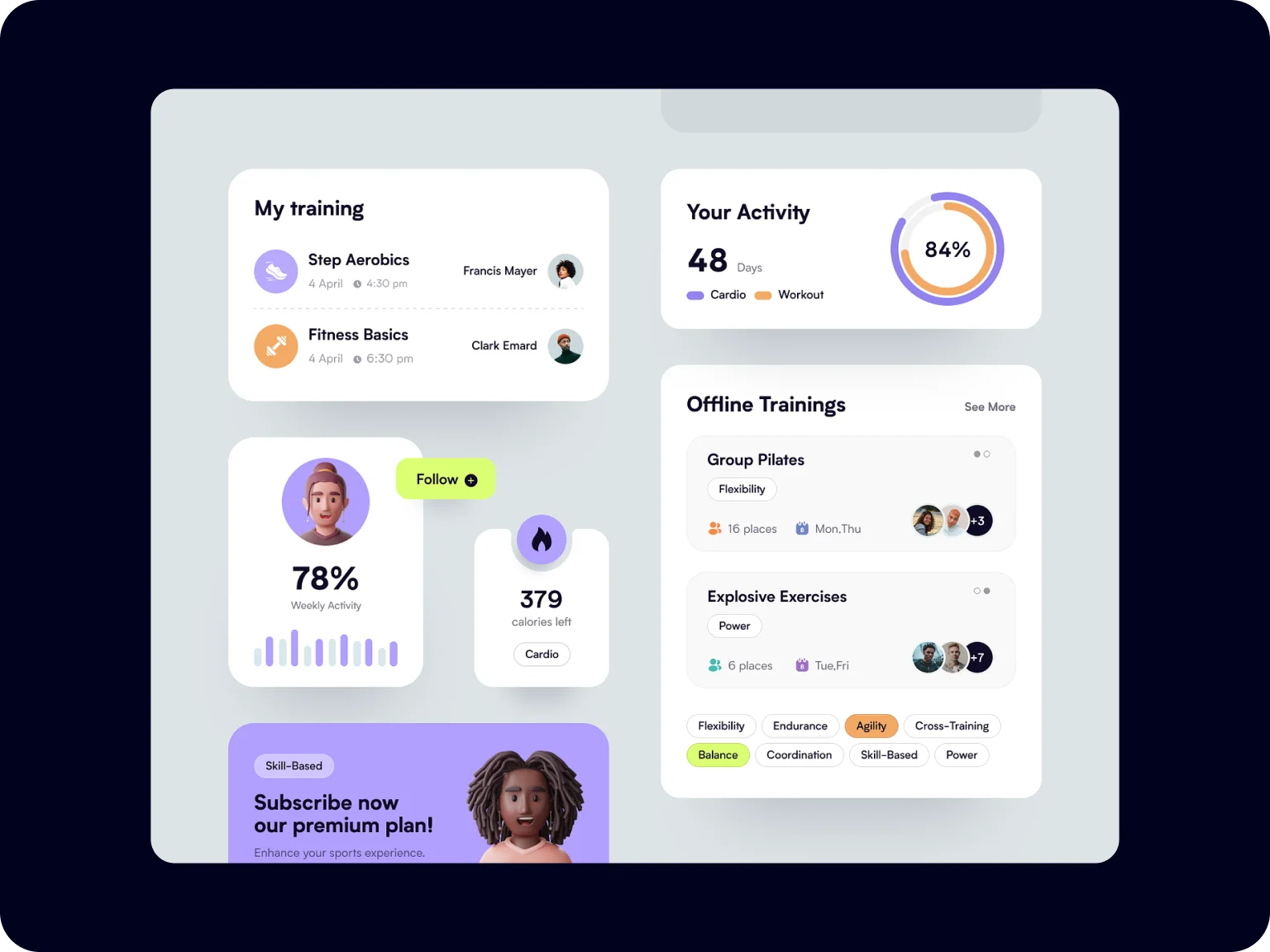 Fitboom card UI example