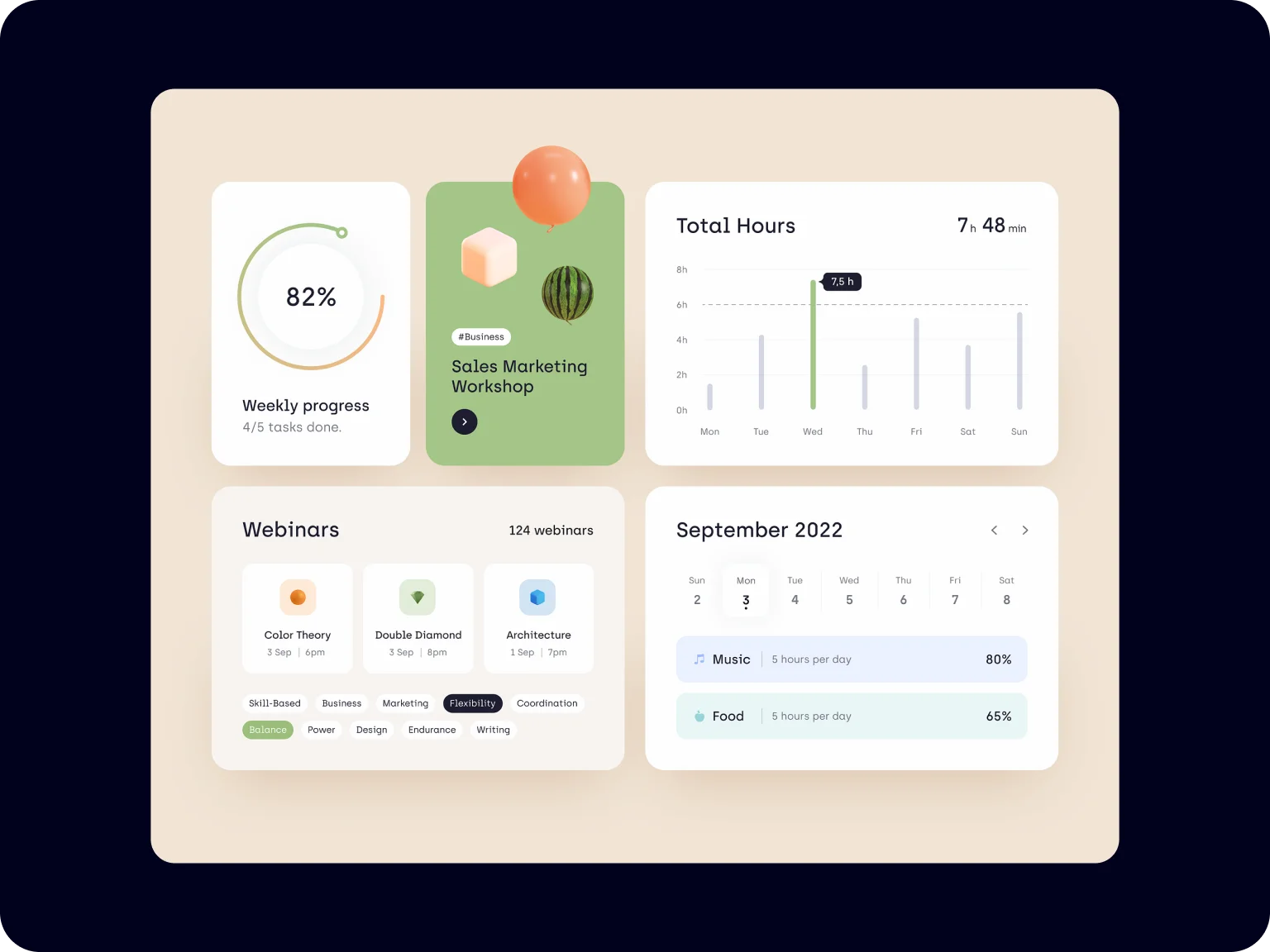 Skillex card UI example