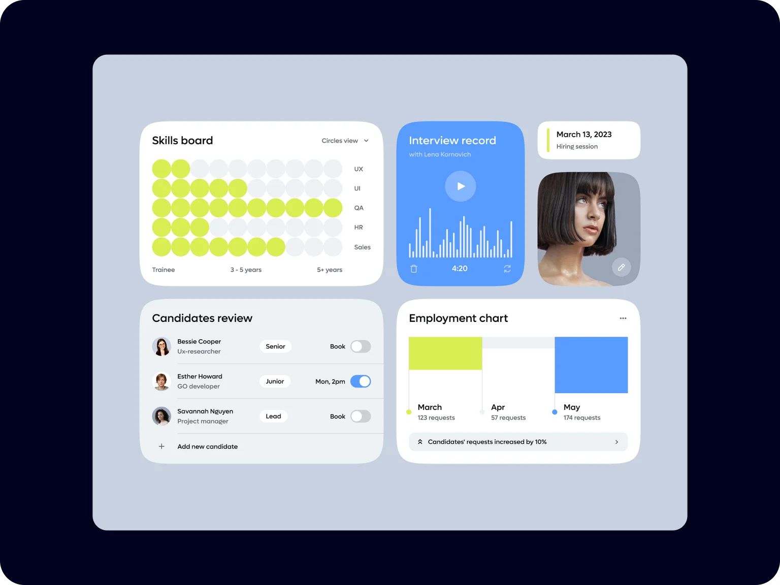 Teamup card UI example