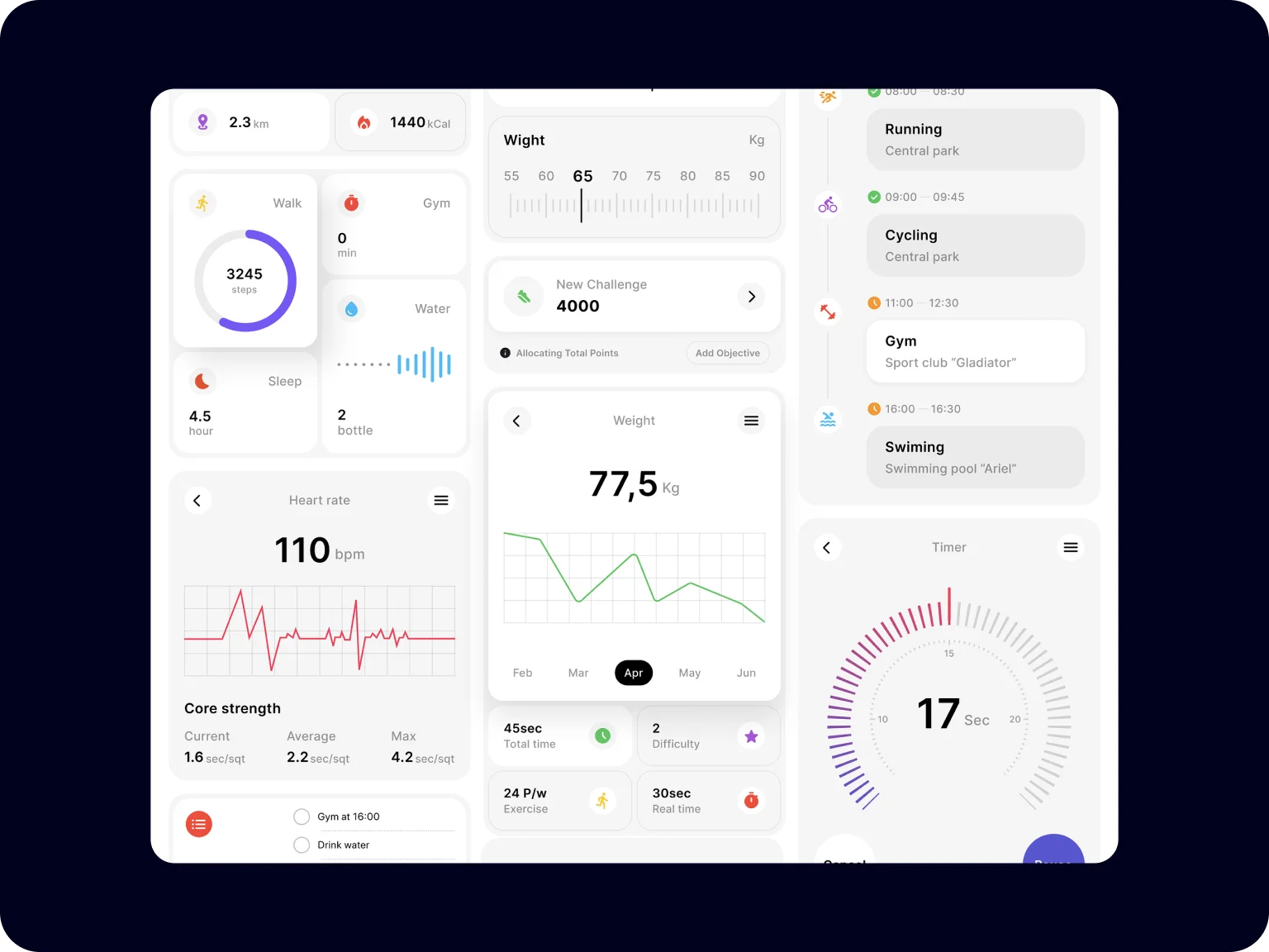 Health & Wellness card UI example