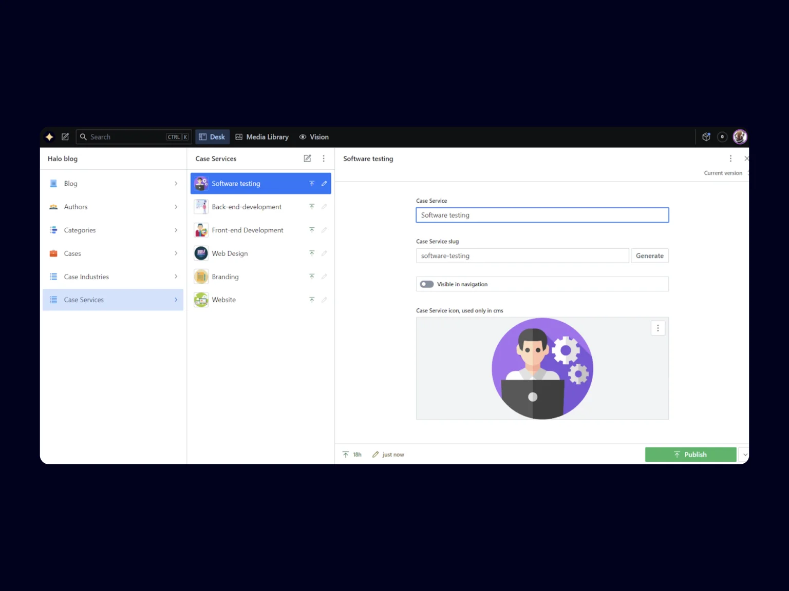 Sanity’s admin panel