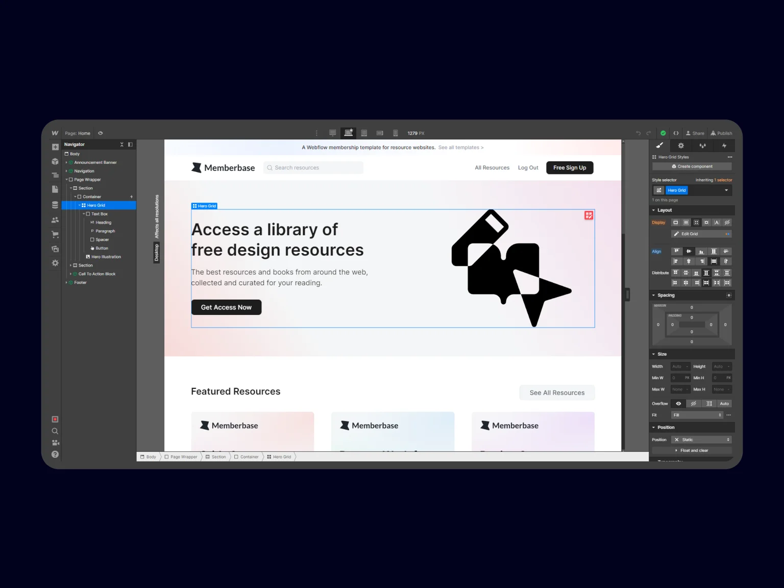 Webflow is an all-in-one tool for website development, design, and hosting.