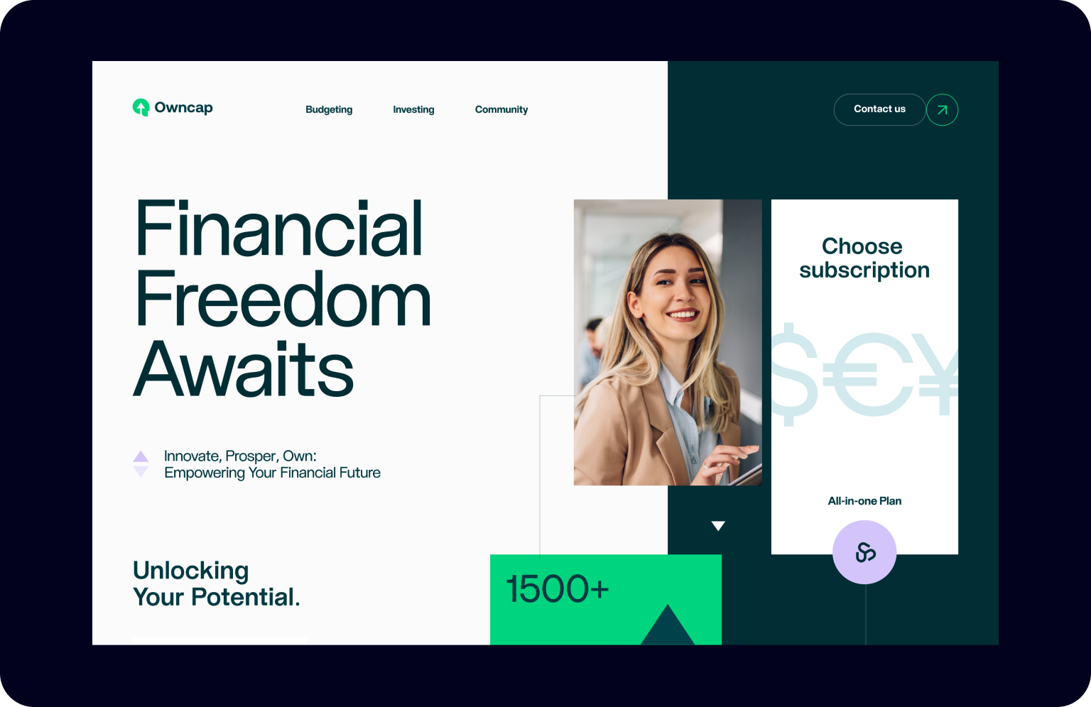 Clutter-free financial service design of Owncap