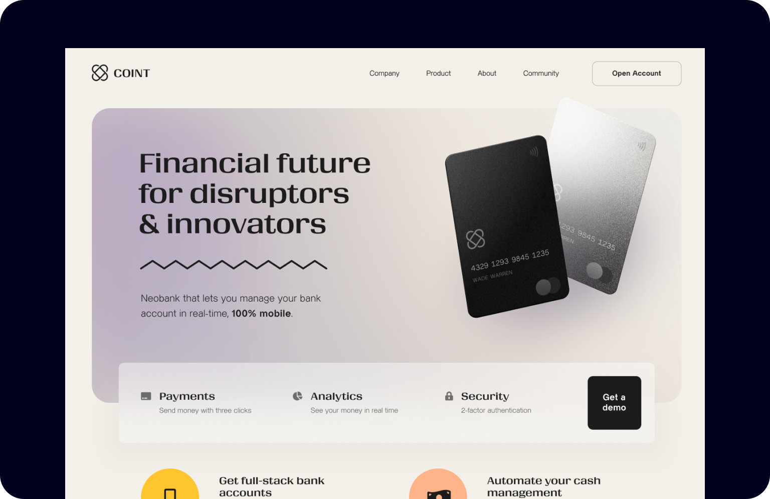 Coint’s easy navigation with readable text
