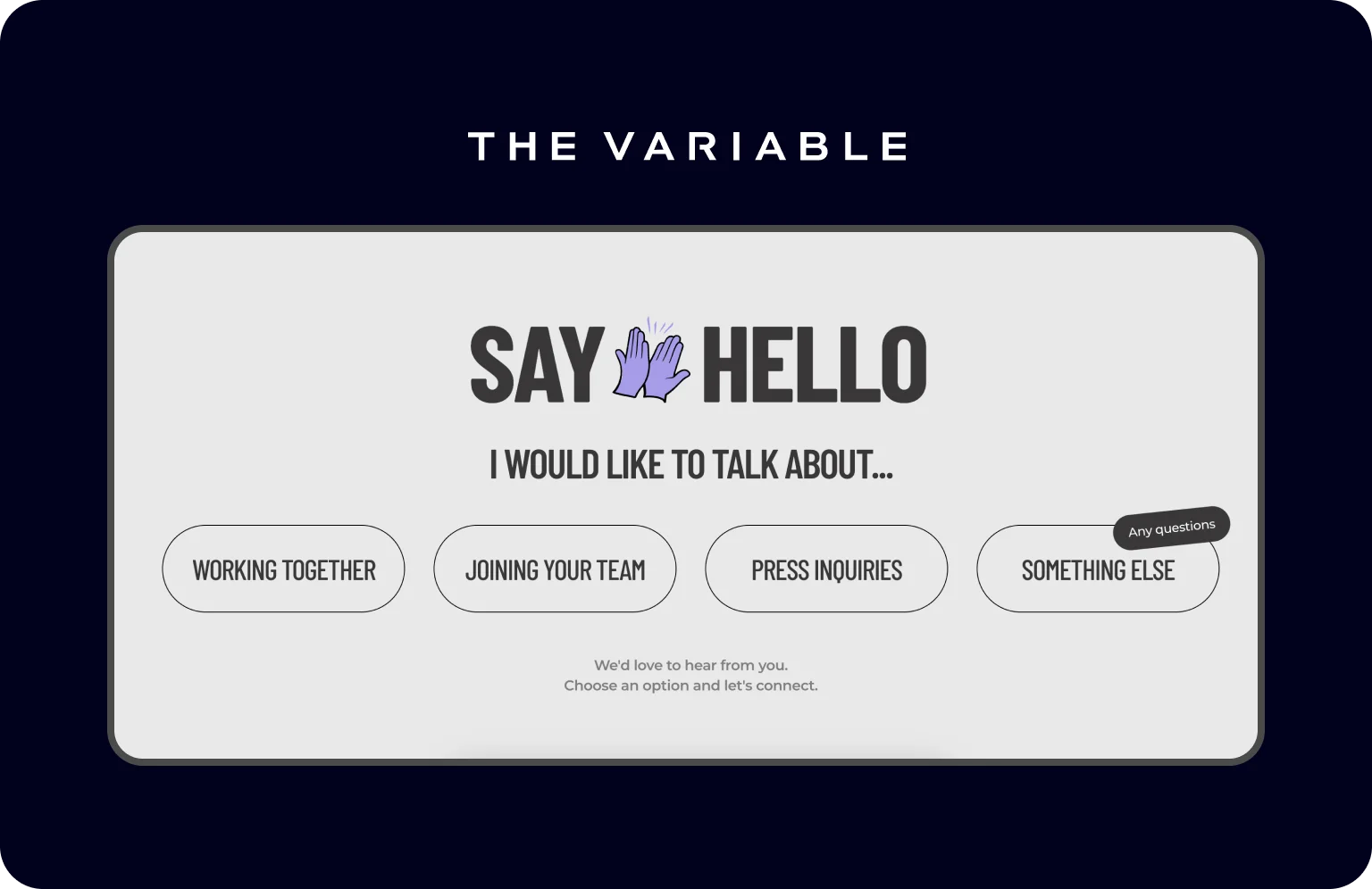 An interactive menu visually attracts the user