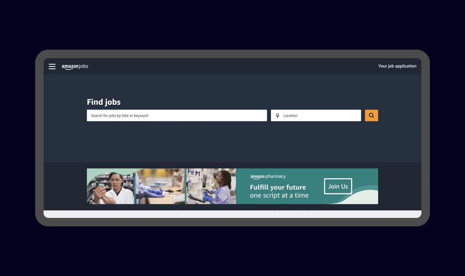 “Find jobs” page on Amazon
