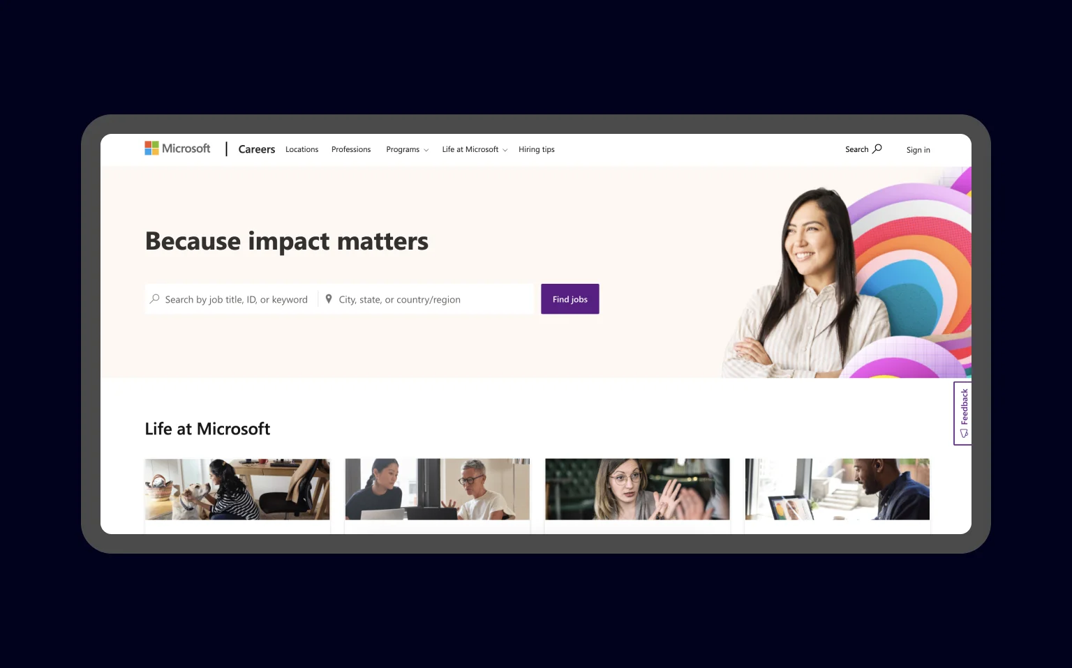 Microsoft website career page