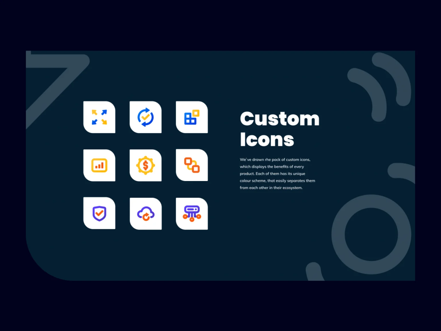 Each product element has its own color scheme. It is also used in icons.