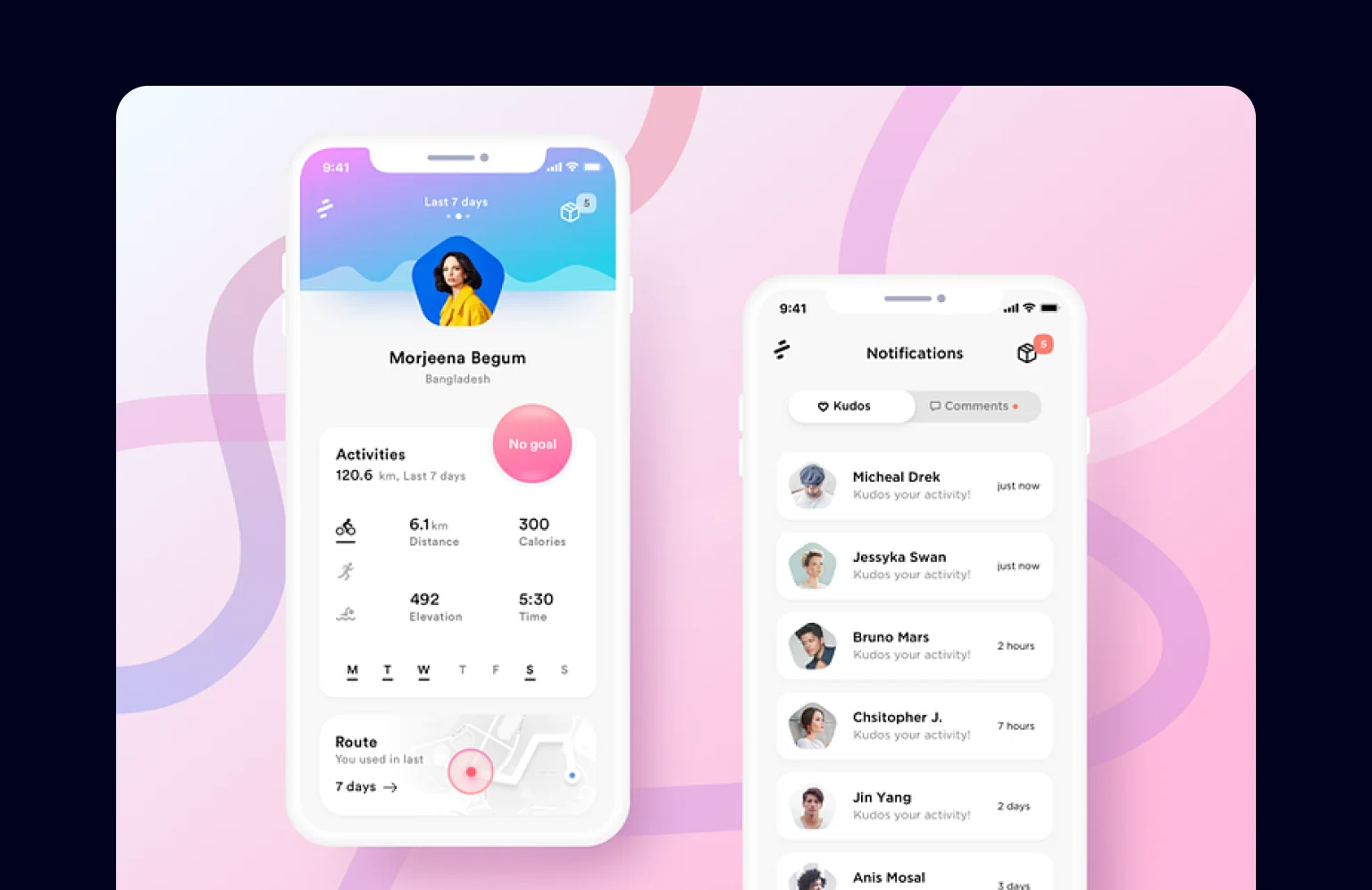 Colors and shapes harmonize to spotlight profile pictures