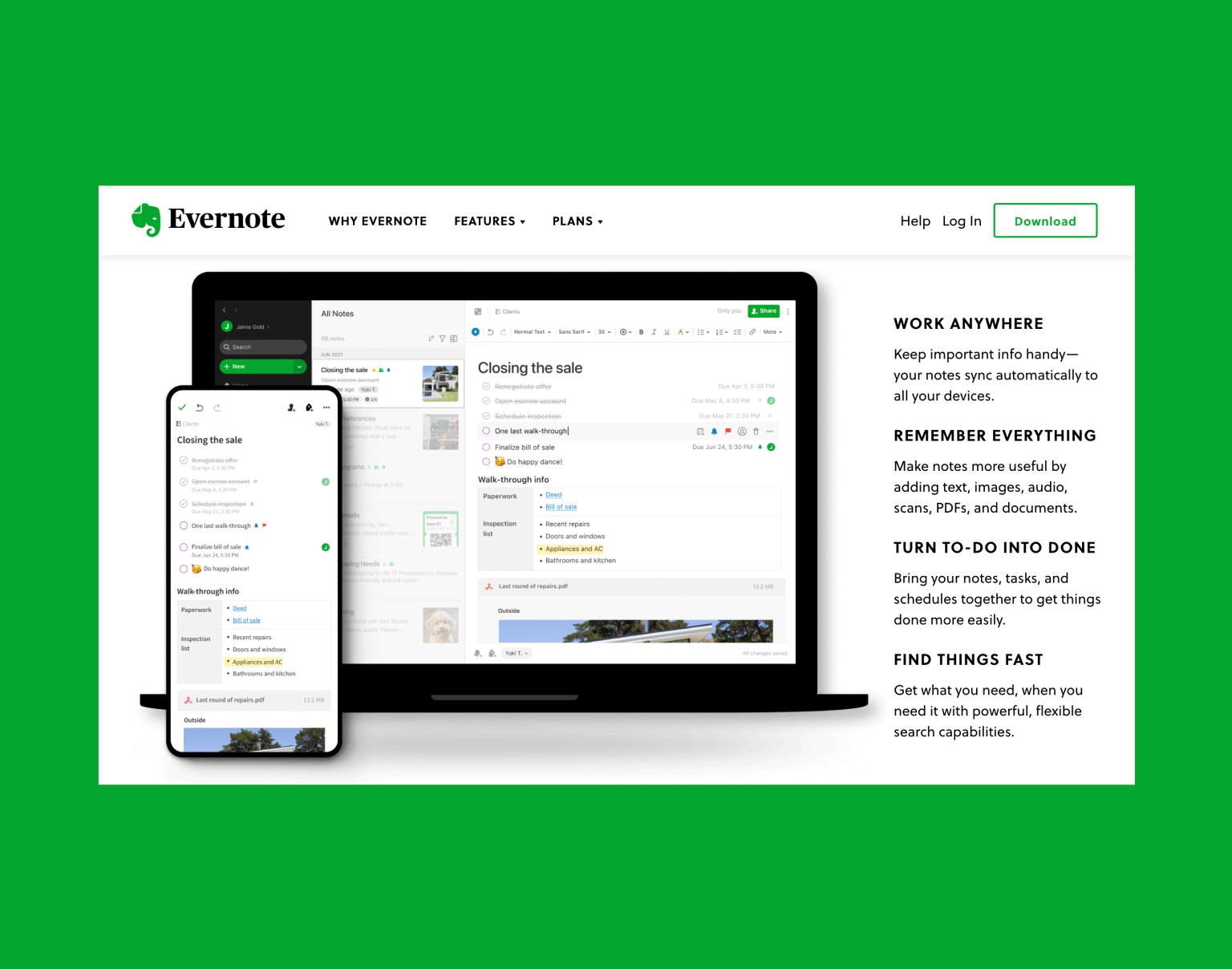 Evernote — tame your work, organize your life