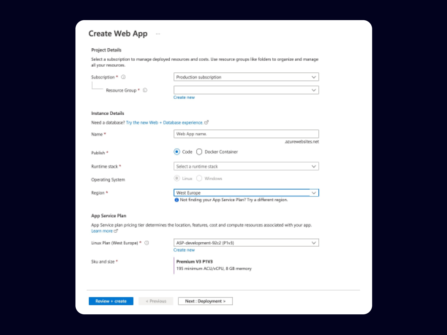 Creating the App Service