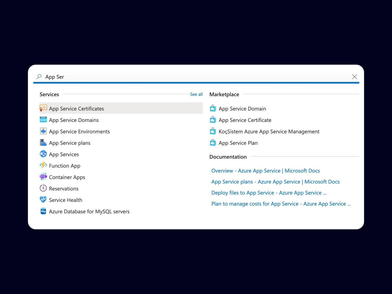 The first step to create App Service Plan