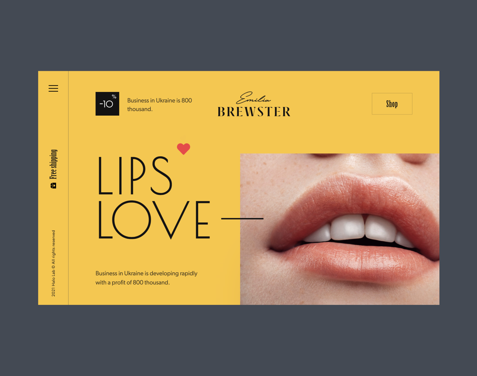The website demonstrates a collection of lipsticks of a beauty brand