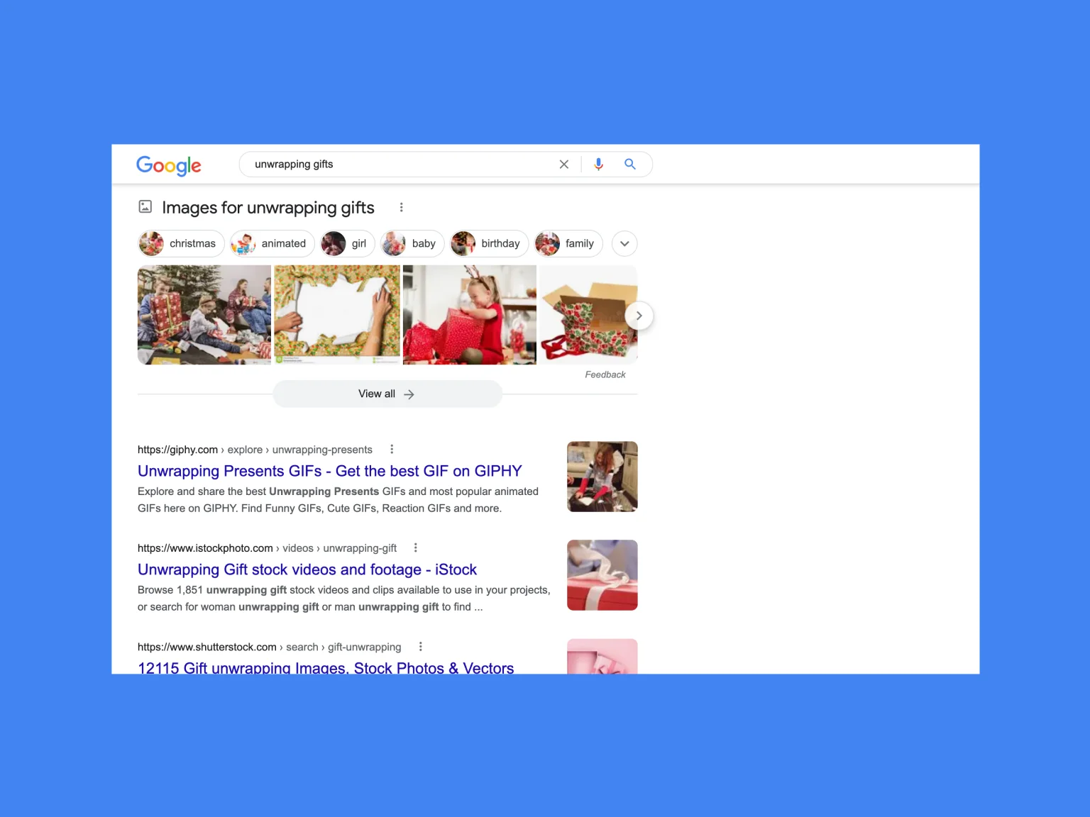Blended results help expand and facilitate search as much as possible