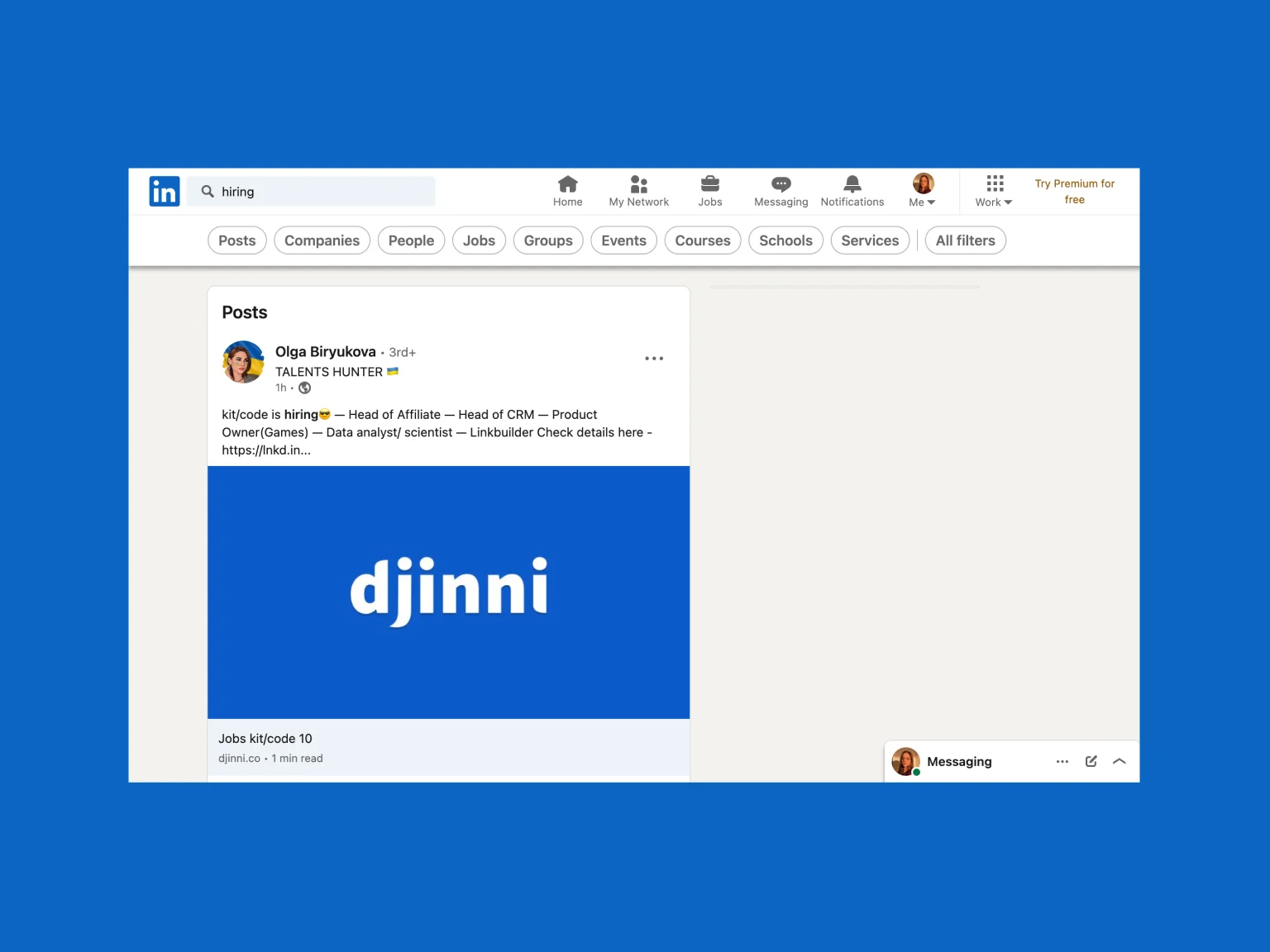 Example of LinkedIn’s search functionality