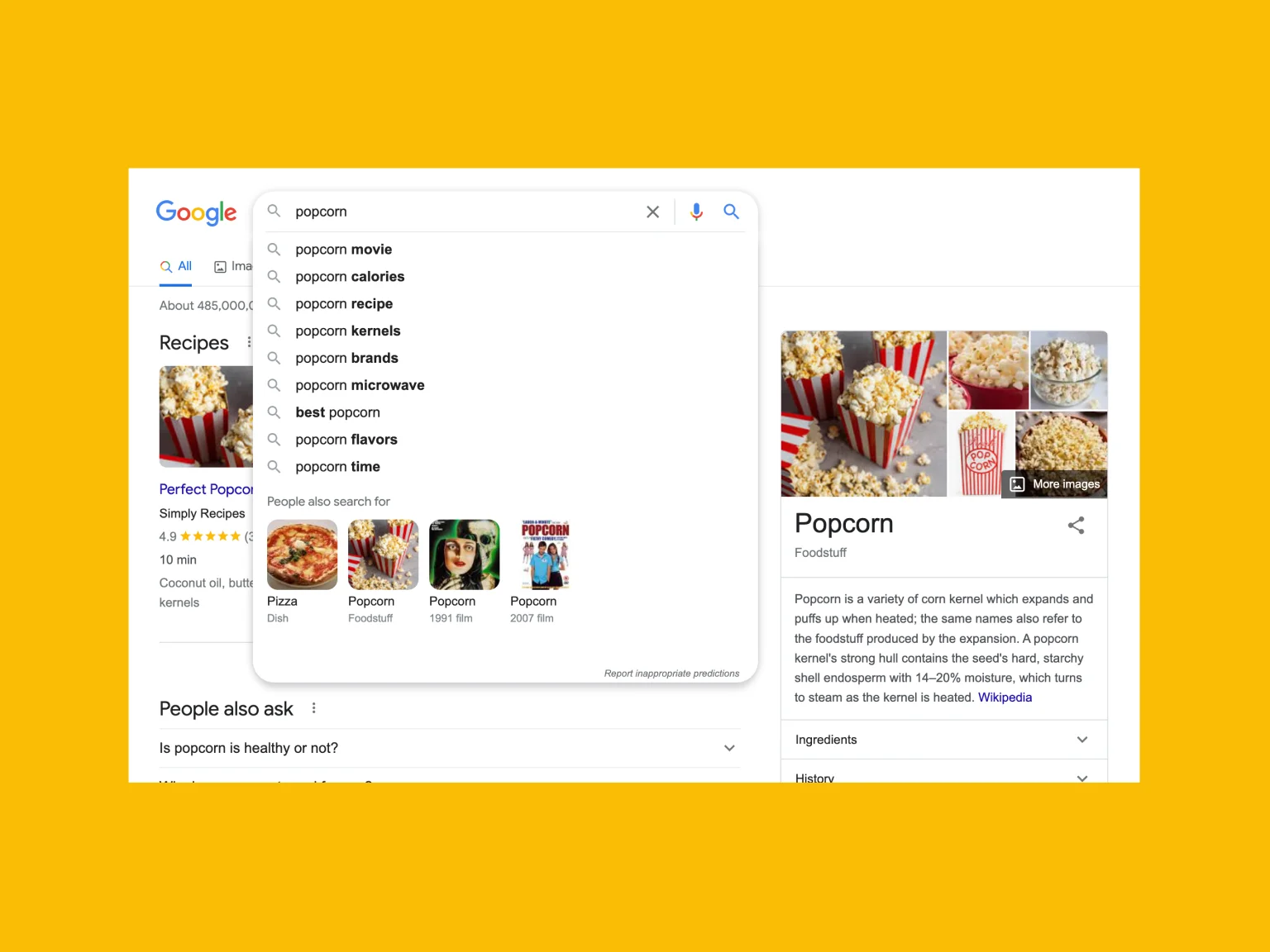 Example of Google’s search functionality