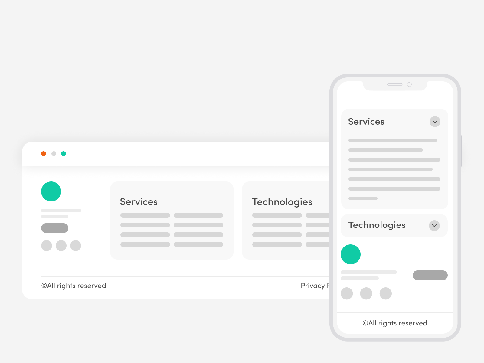 Convenient design of the mobile version of the footer