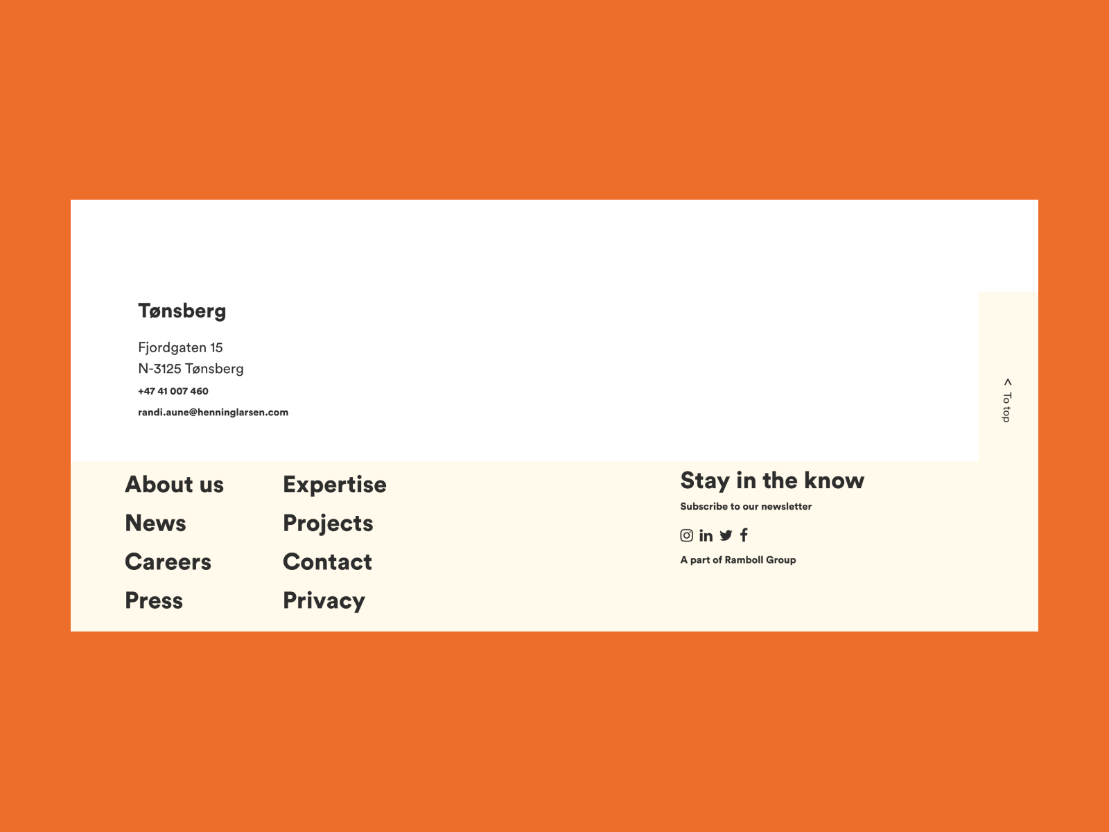 Henninglarsen: the footer has remarkable detail for users