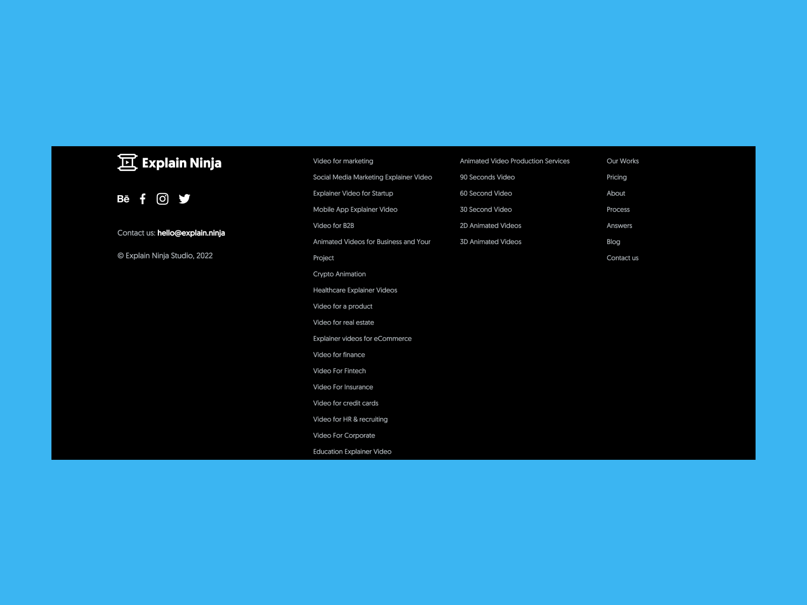 Explain Ninja: the simple and minimalistic footer