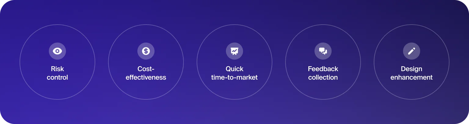 An MVP offers key benefits like risk control and faster market entry
