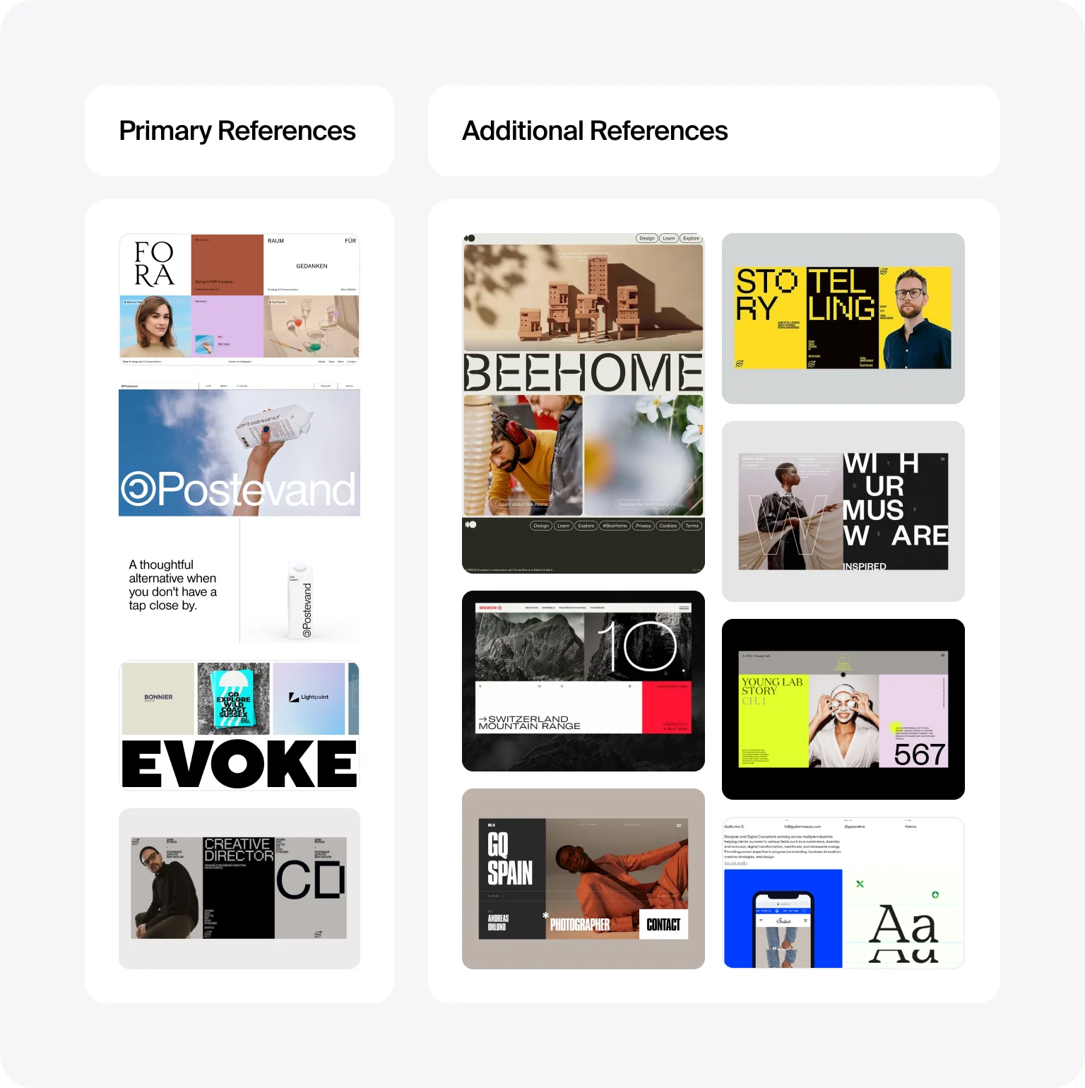 Hierarchy highlights the most important elements in a mood board