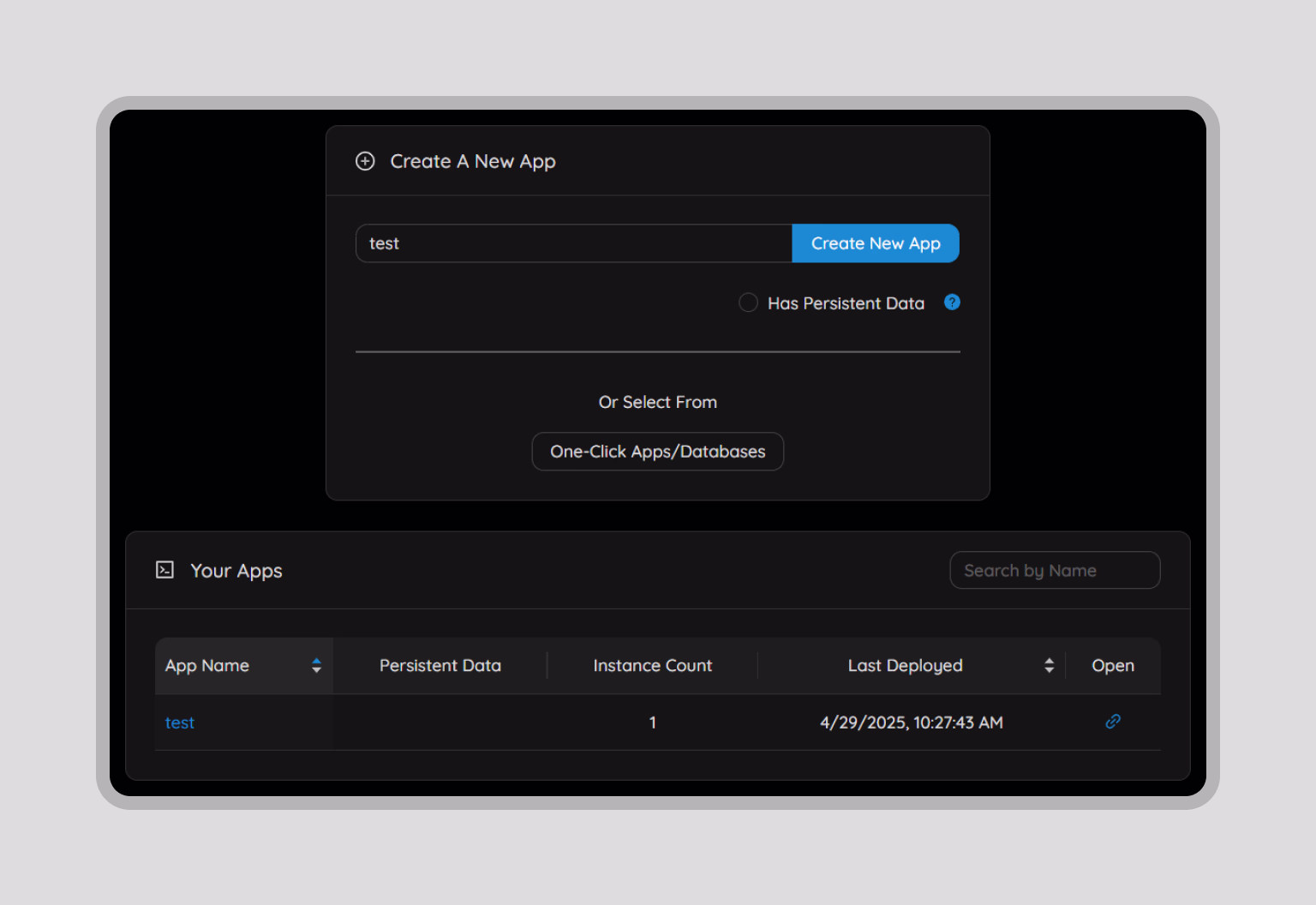 Custom app created and ready for further setup