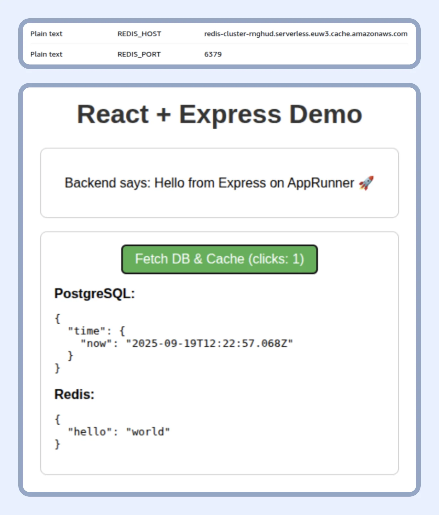 Endpoint and port variables set correctly → service runs in the cloud 