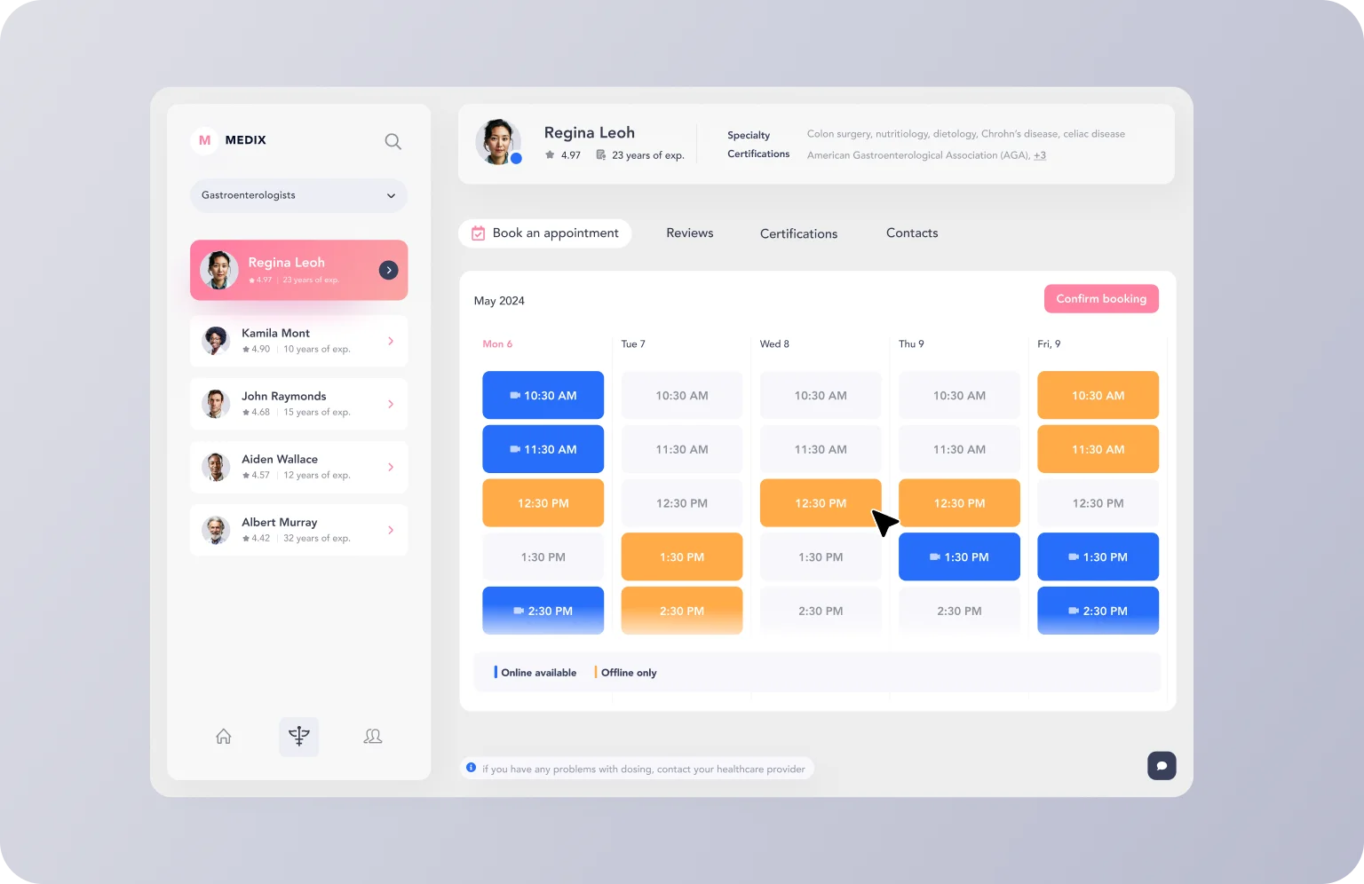 Real-time availability ensures easy appointment selection