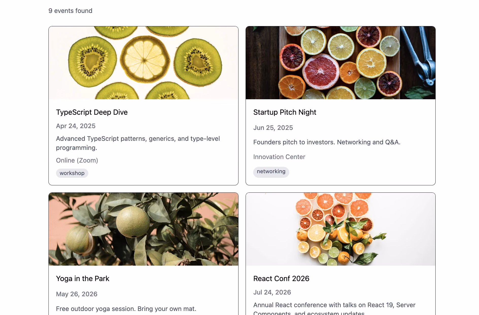 The baseline list — no filters, no sorting, no pagination