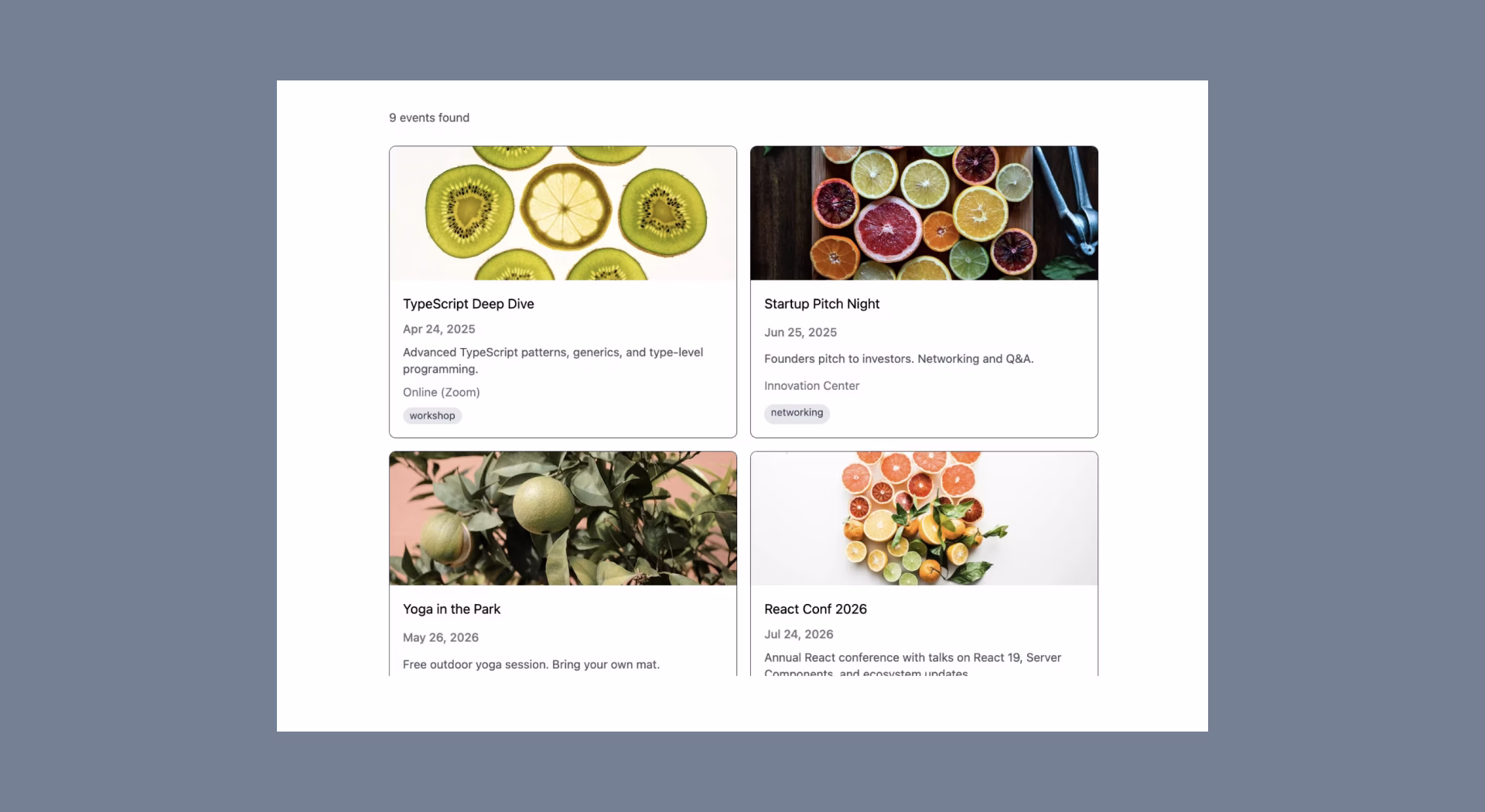 The baseline list — no filters, no sorting, no pagination