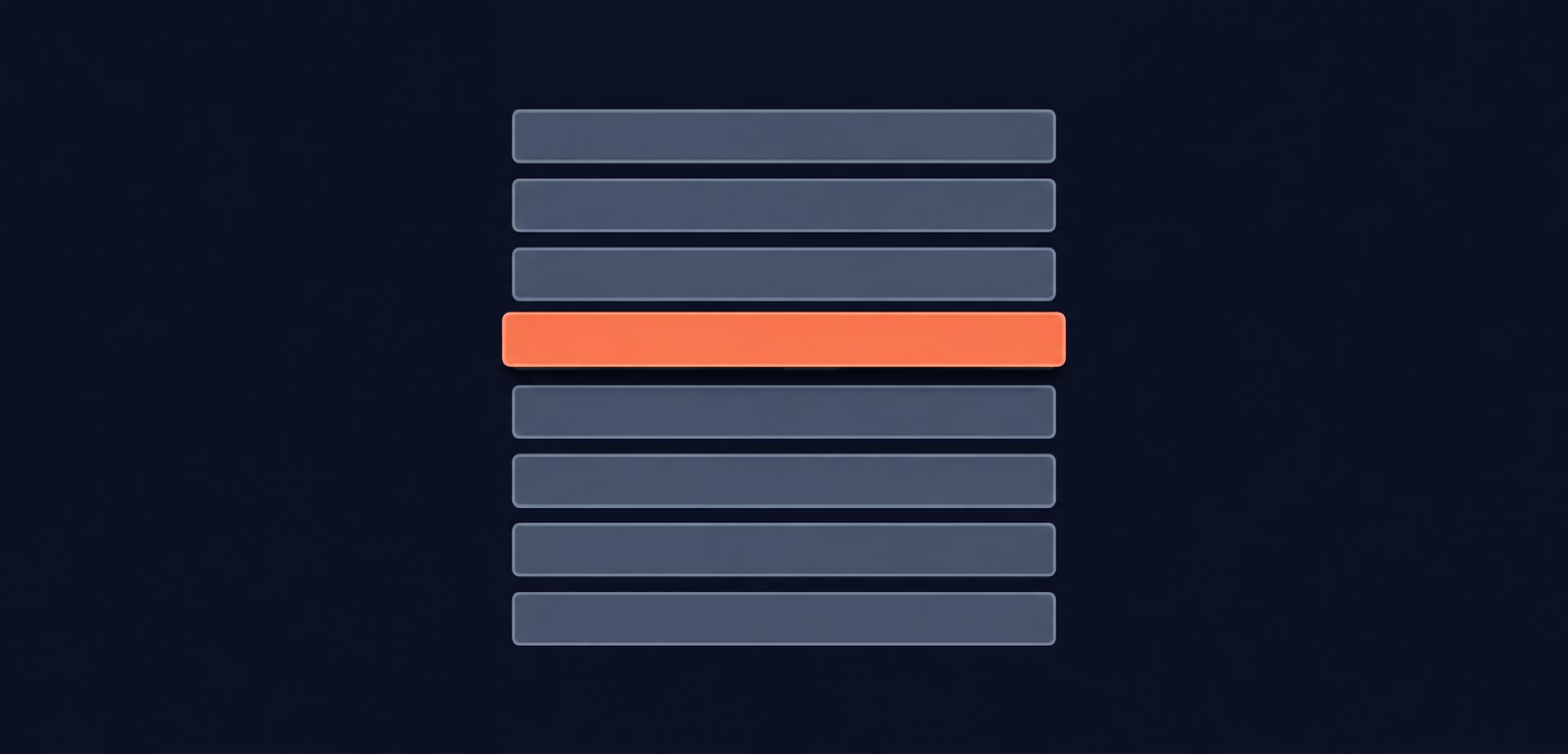 Healthcare UX alarm list where one critical alert is highlighted in orange among identical grey notifications