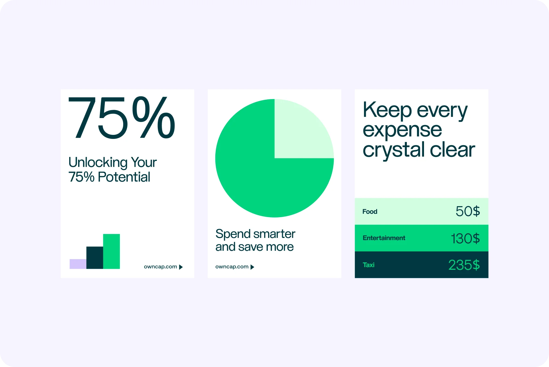 bold, large fonts with descriptions attract users’ attention