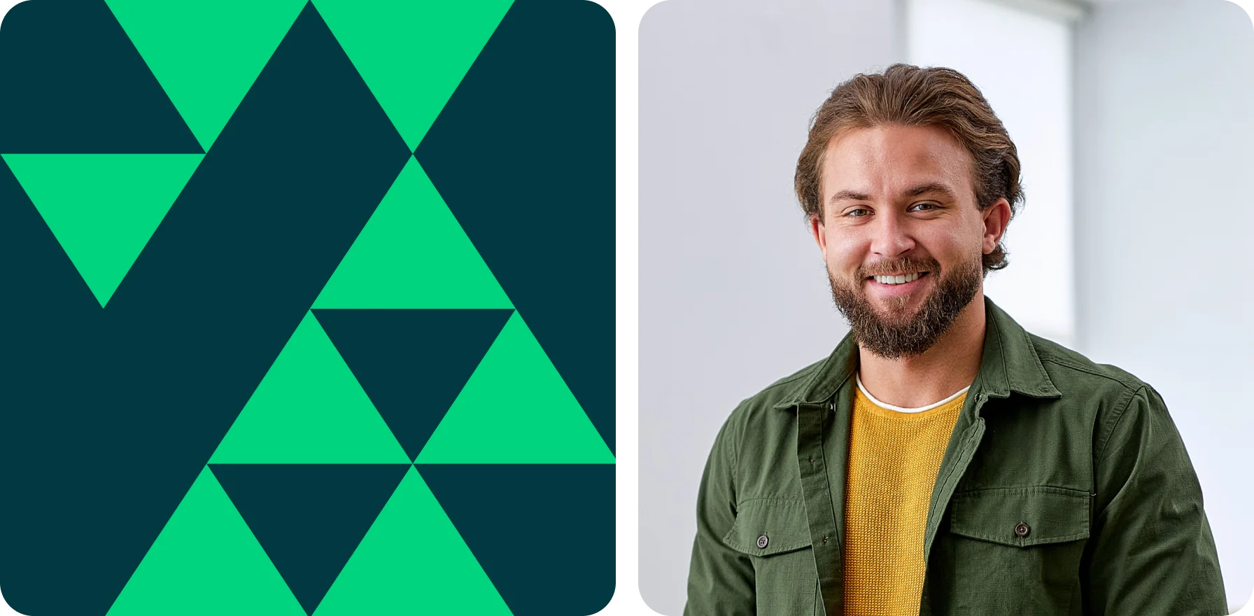 confident branding image with geometric patterns