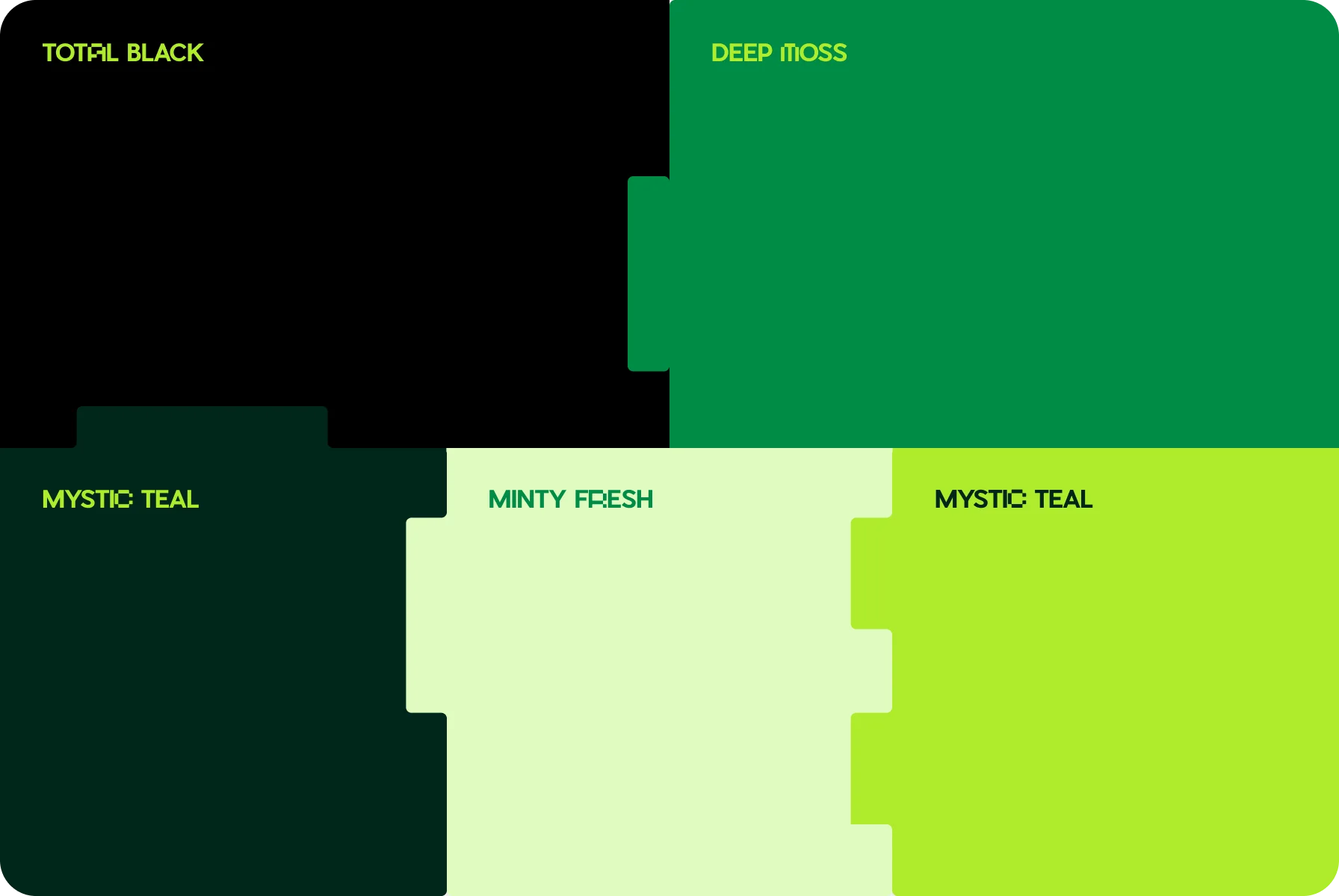 green color scheme and accented neon in brand styling