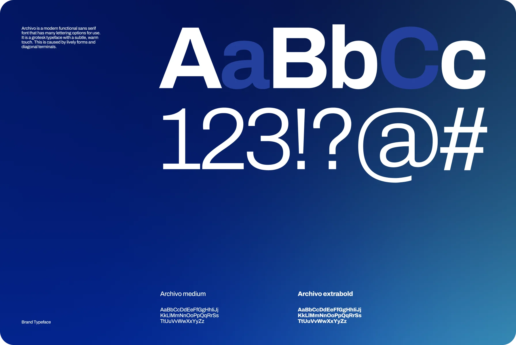 modern sans serif Archivo matches the site’s visuals