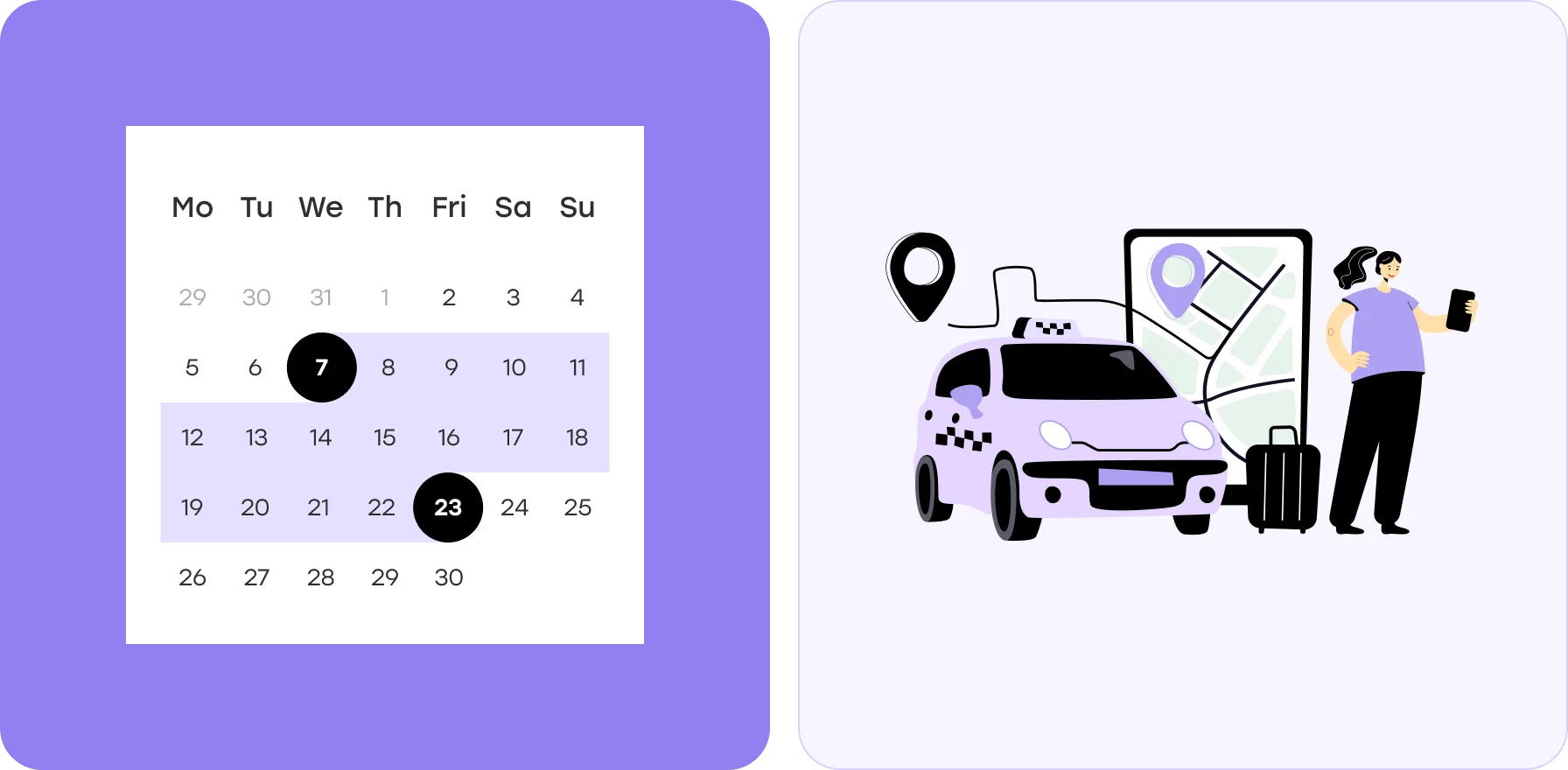 UI design with a extra contrast color palette