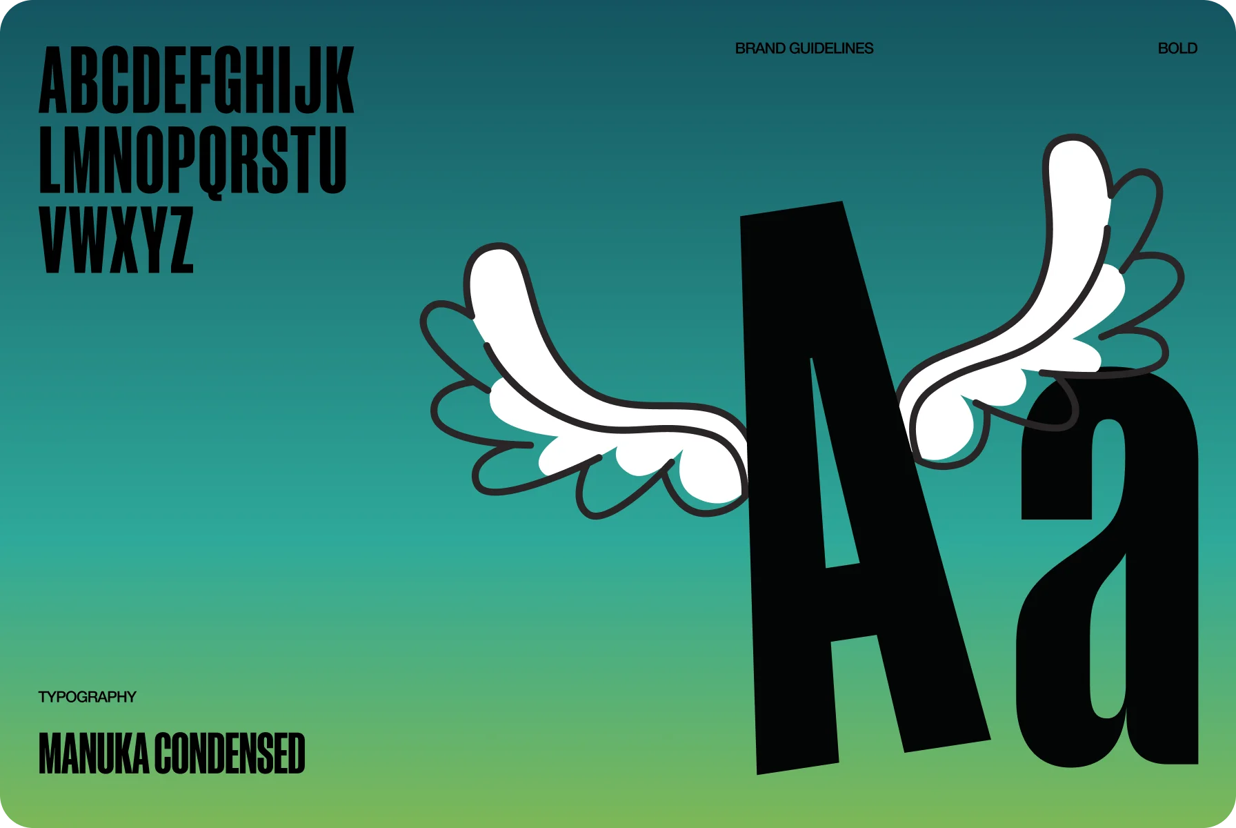usage of the sleek Manuka Condensed font in the design system