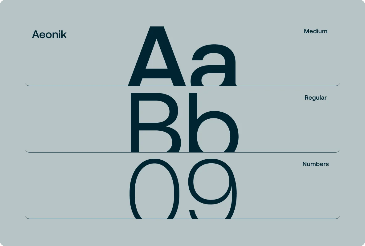 the Aeonik font provides a versatile balance for brand design