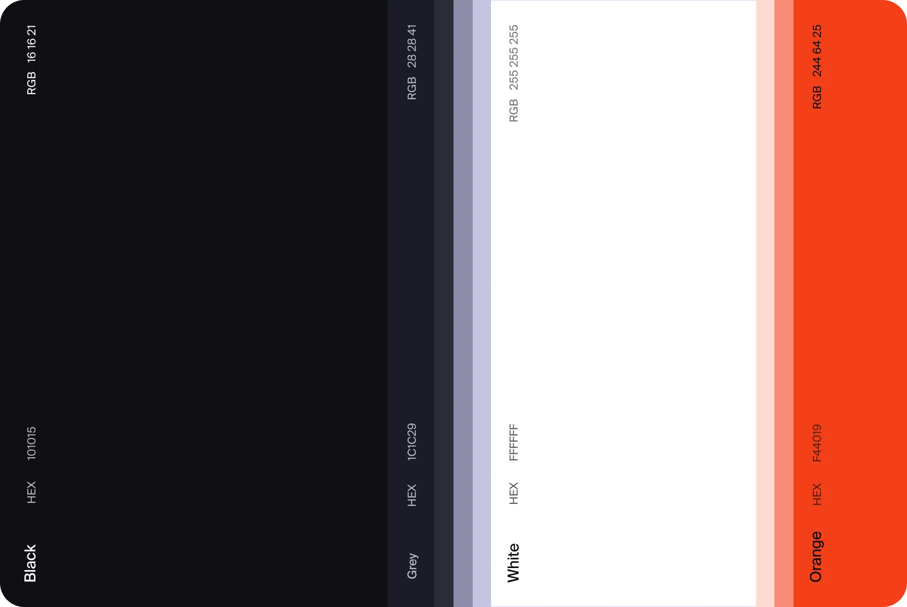 UI design with a colour palette featuring contrasting accents